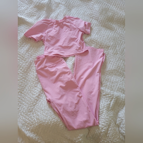 Light Bubblegum Pink Flare Lounge Set Size S Matching Set - Picture 2 of 7